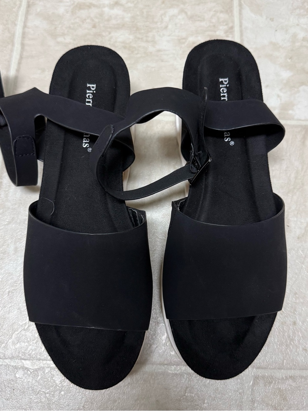 Pierre Dumas Black Women's Ankle-Strap Slide Sandals